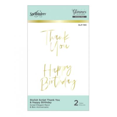 Spellbinders Hot Foil Plate - Stylish Script Thank You and Happy Birthday Glimmer